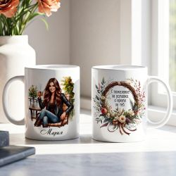 Чаша за кафе с послание и персонализирано име на жена