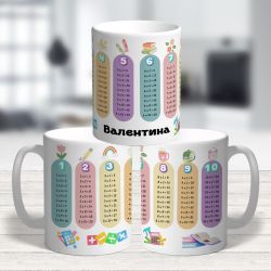 Персонализирана чаша с име и таблица за умножение