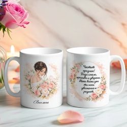 Персонализирана чаша за жена с рози и име