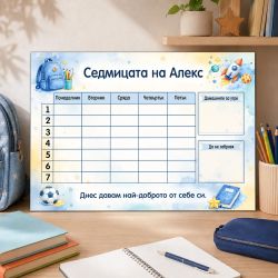 Магнитно табло с учебна програма за момче