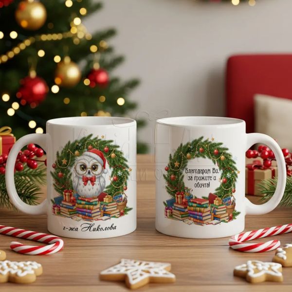 Коледна чаша подарък за учителка