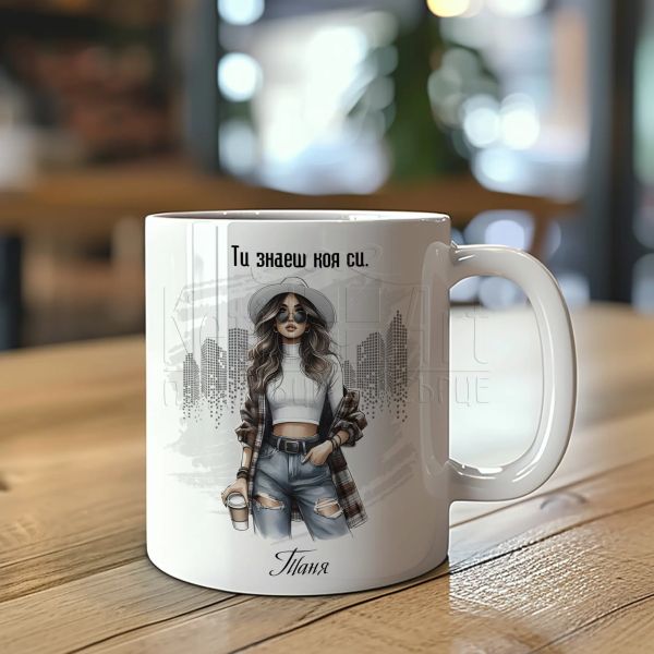 Стилна чаша с име за жена