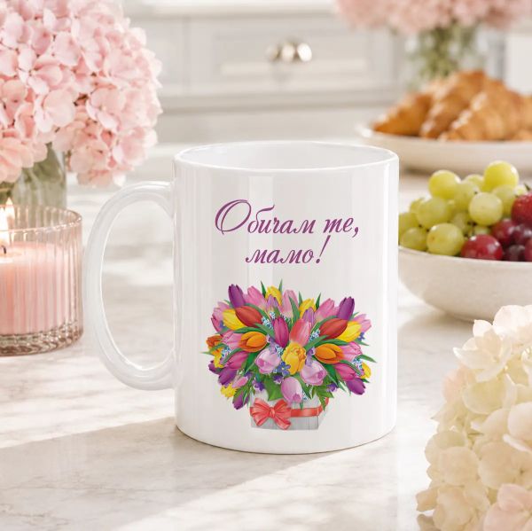  Чаша с пожелание - Обичам те мамо!