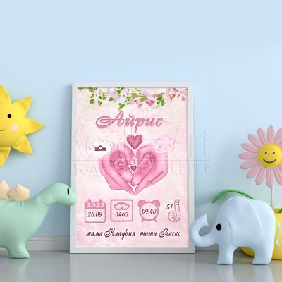  Бебешка визитка за момиче - Сърце