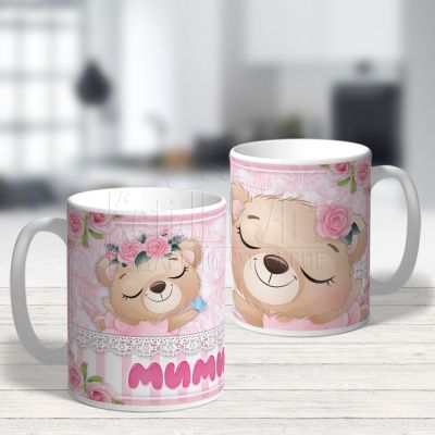 Персонализирана детска чаша - Мече с цвете