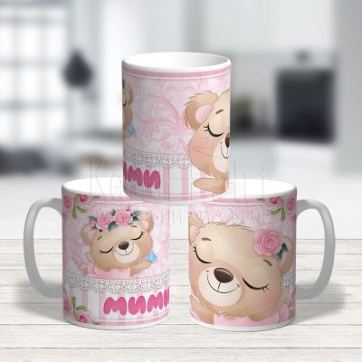 Персонализирана детска чаша - Мече с цвете