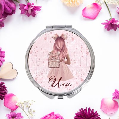 Персонализирано огледало с име - Розов блясък 