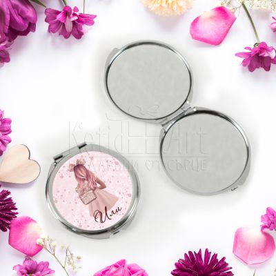 Персонализирано огледало с име - Розов блясък 