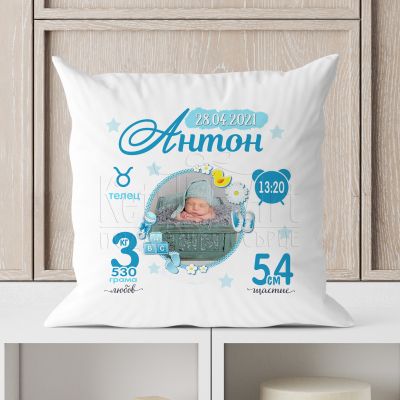 Възглавница бебешка визитка със снимка- Пате