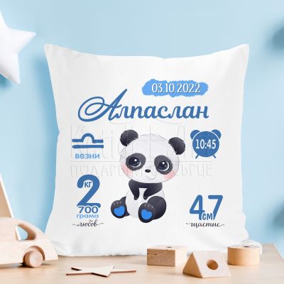 Възглавница бебешка визитка - Панда