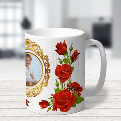 Чаша със снимка за баба - Рози