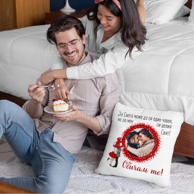 Възглавница за влюбени със снимка - Балони