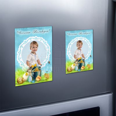 Великденски магнит със снимка - Пиленца