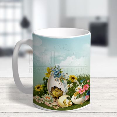 Великденска чаша - Кръст от цветя