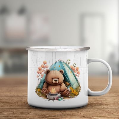 Детско емайлирано канче - Мече на къмпинг