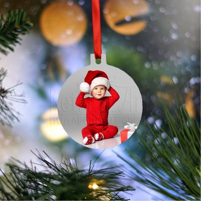 Коледна висулка със снимка за елхата - Снежен човек