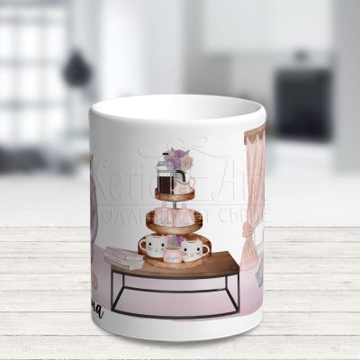 Чаша за имен ден - Жена с коте