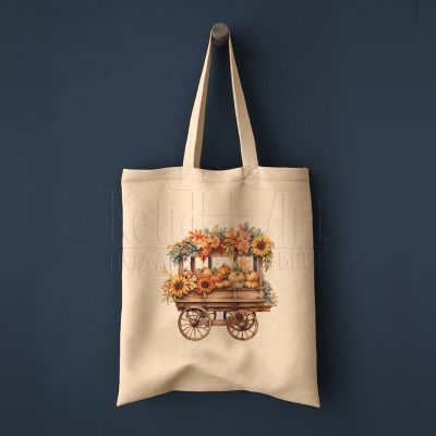 Еко чанта с щампа - Есенна количка