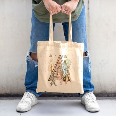 Еко чанта с щампа - Момиче на ски