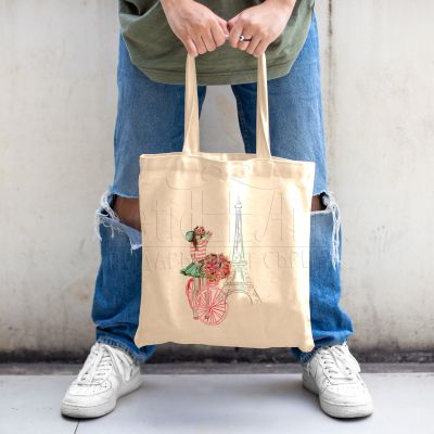 Еко чанта с щампа - Момиче в Париж