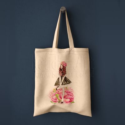 Еко чанта с щампа - Усмихнато момиче