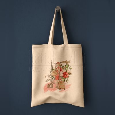 Еко чанта с щампа - Жена в Париж