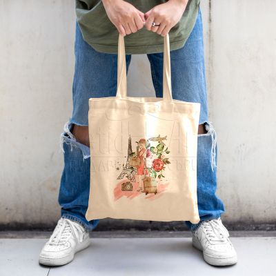 Еко чанта с щампа - Жена в Париж