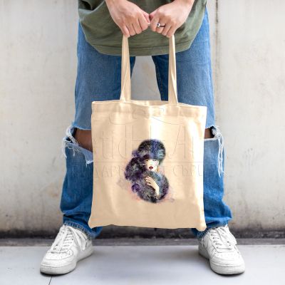 Еко чанта с щампа - Жена в синьо