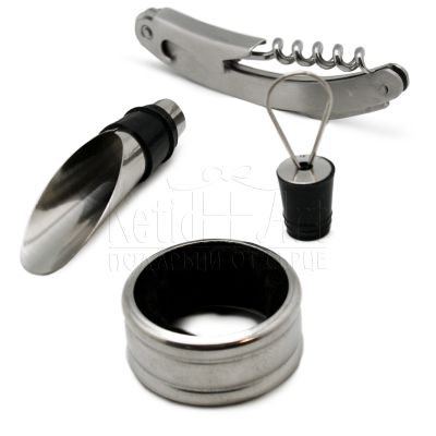 Комплект аксесоари за вино с етикет със снимка за рожден ден