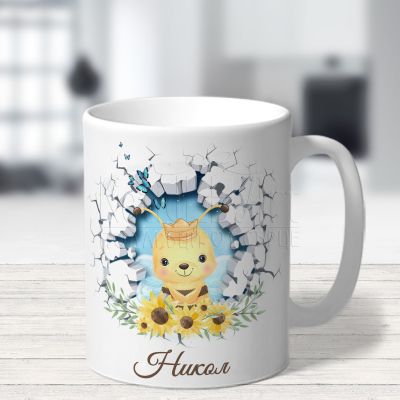 3D персонализирана детска чаша - Пчеличка