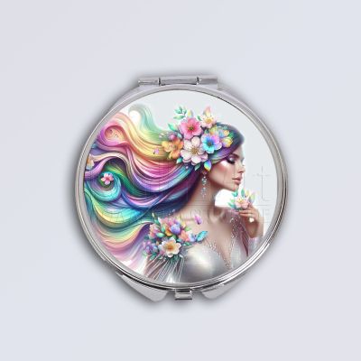 Дамско джобно огледало - Цветна красота