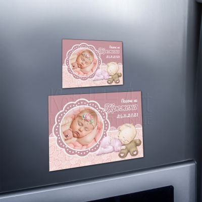 Магнит за бебешка погача - Момиче с мече