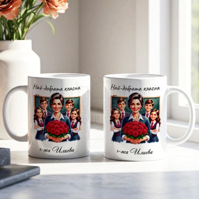 Подарък за класна ръководителка – Персонализирана чаша с послание и име