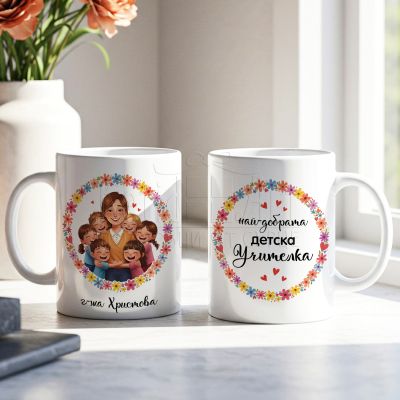 Персонализирана чаша за детска учителка с име