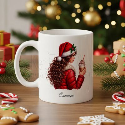 Коледна чаша с персонално послание за жена