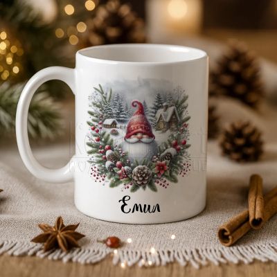 Персонализирана коледна чаша с име и пожелание за мъж 