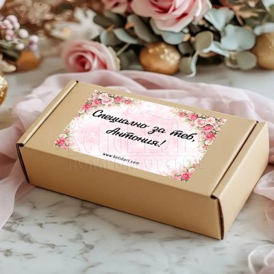 Нежен подаръчен комплект за жена с име в подаръчна кутия