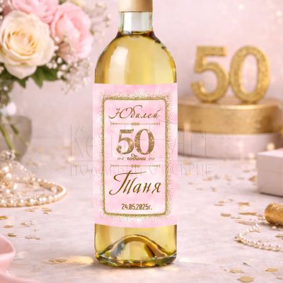 Етикет за бутилка за юбилей на жена златен дизайн