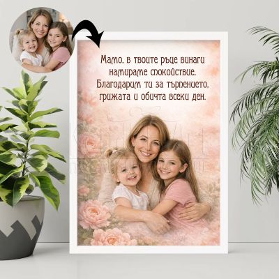 Арт постер по снимка за майка с благодарствен текст 
