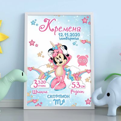  Бебешка визитка за момиче - Мини Маус